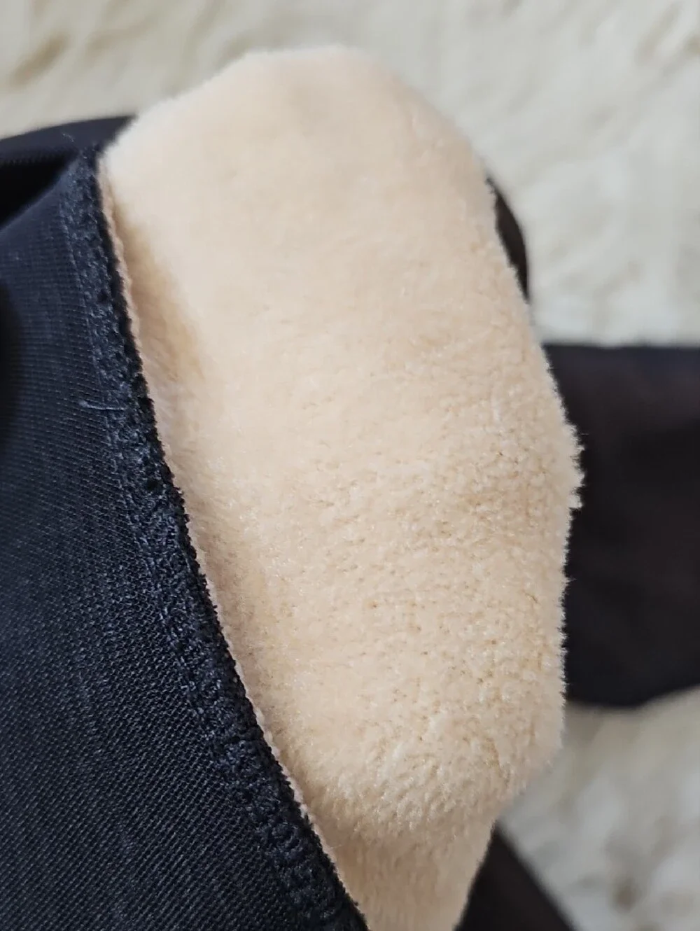 Black Faux Fleece Looking Tights Leggings with Stretch Waistband